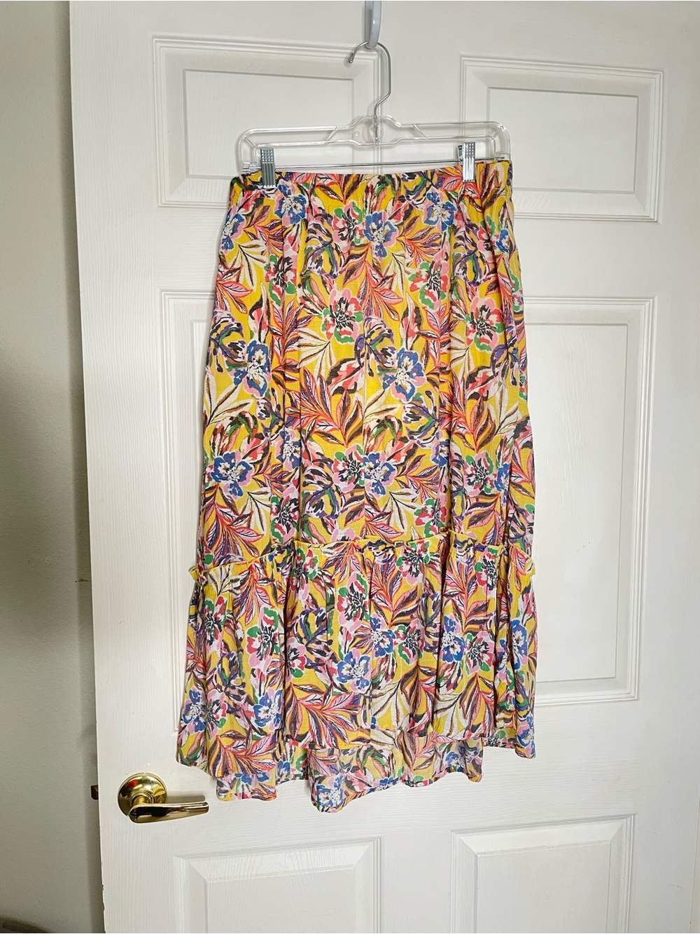 Floral Tiered Midi Skirt - Yellow Multi